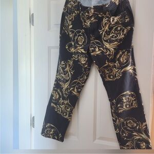 Versace Jeans Collection Black and Gold Baroque Pants